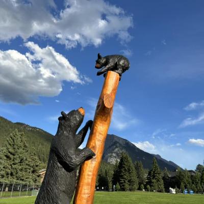 Bear Sculpture In Alberta Mountains