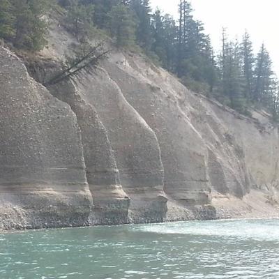 Passing The Hoodoos While Rafting On The Bow River Banff Alberta